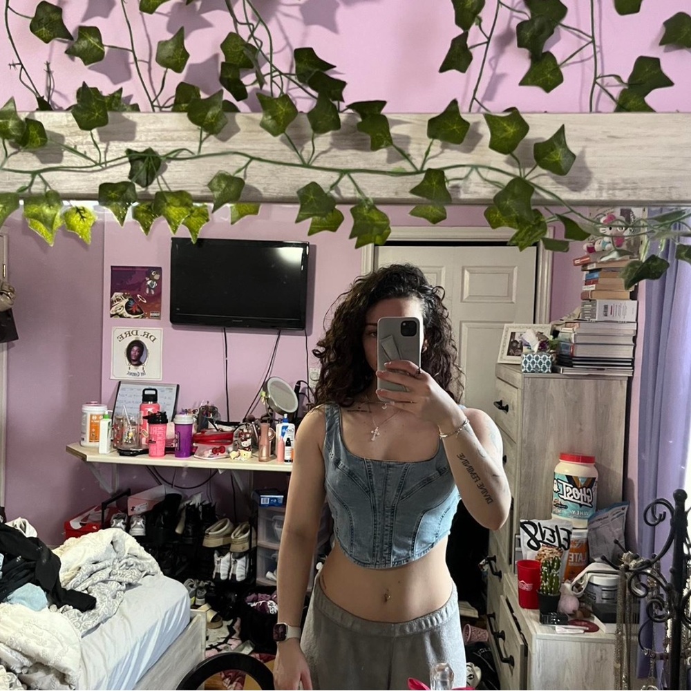 Garage Denim Blue Crop Top